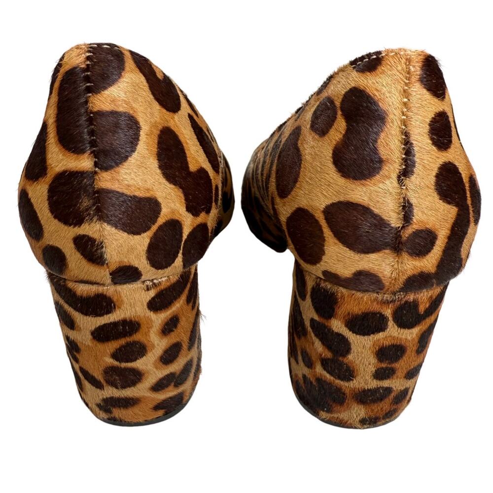 Steven Pamina Block Heel Leopard Print Shoes 6.5M Calf Hair Mob Wife Office Work - Picture 8 of 13